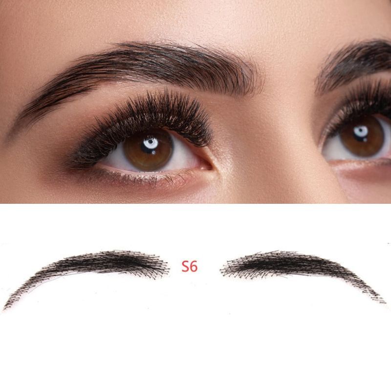 Fake Eyebrow Swiss Lace Invisible Eyebrows For Women and Men Black Color 100% Human Hair Full Hand Tied Eyebrow Hair