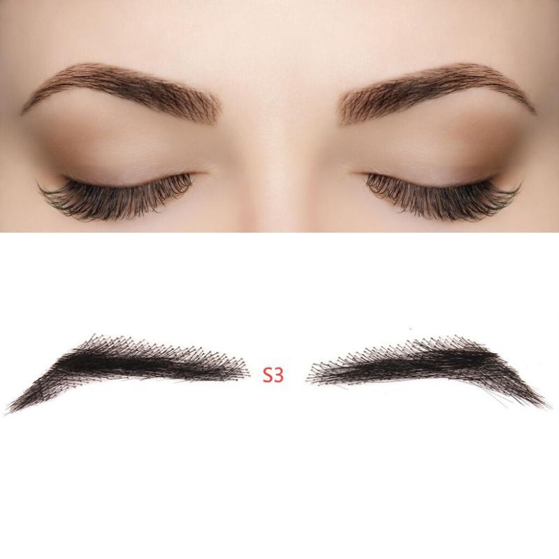 Fake Eyebrow Swiss Lace Invisible Eyebrows For Women and Men Black Color 100% Human Hair Full Hand Tied Eyebrow Hair