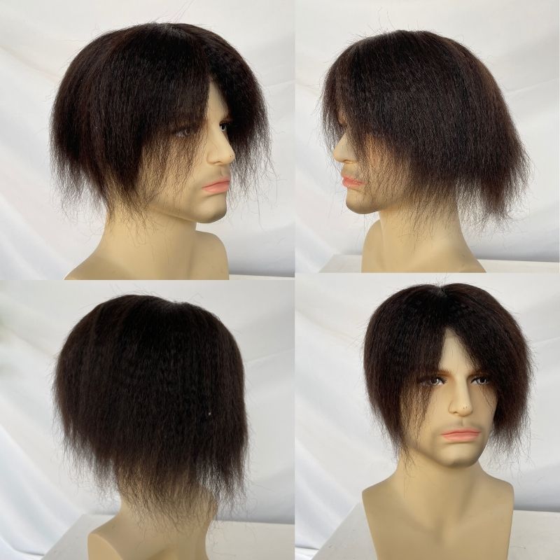 Pwigs Toupee for Men Full French Full Lace Cap Base European Human Hair Men Toupee Natural Hairline Hair System 1B Hair Men Wigs