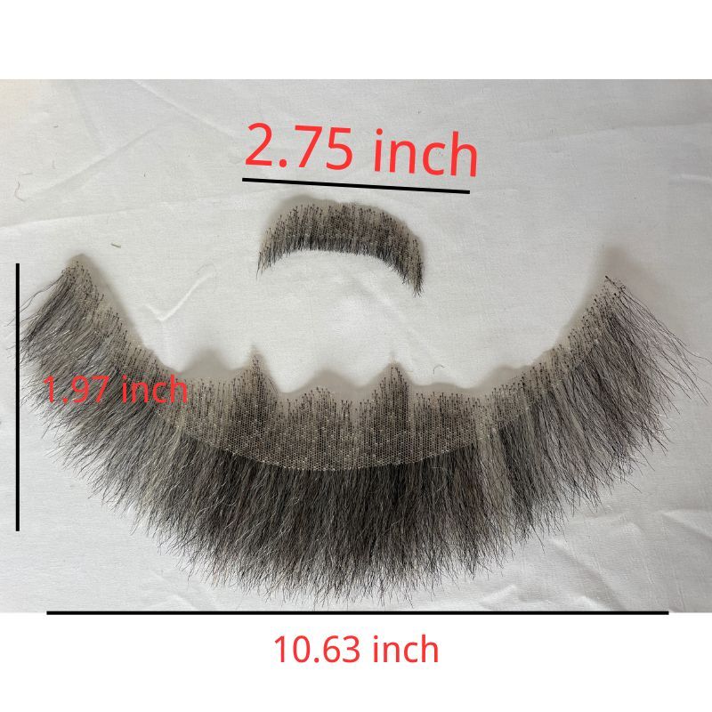 Fake Beard Swiss Lace Fake Beard And Moustache Real Human Hair Handmade Light Beard For Men Invisible Beards For Man Grey Color