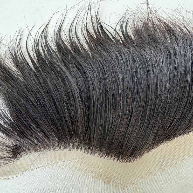 Lace Frontal Toupee 100% Human Hair Hairline r Full French Lace Hairline for Men and Women Male Replacement  1B Natural Black Hair Patch
