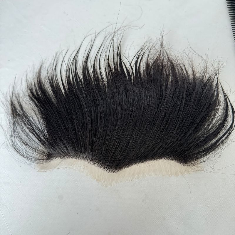 Lace Frontal Toupee 100% Human Hair Hairline r Full French Lace Hairline for Men and Women Male Replacement  1B Natural Black Hair Patch