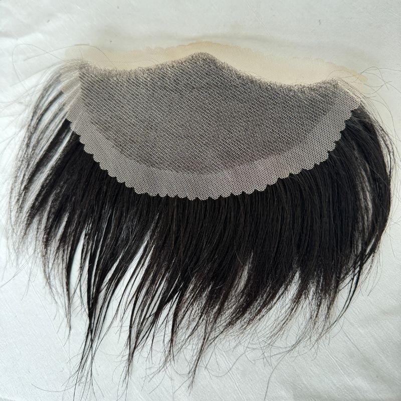 Lace Frontal Toupee 100% Human Hair Hairline r Full French Lace Hairline for Men and Women Male Replacement  1B Natural Black Hair Patch