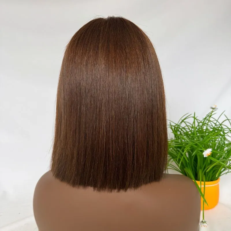 2x6 Lace Part Bob Wigs 12A Cambodian Bob Human Hair Wigs 200% Density Straight Short Bob Wigs 33# Rich Copper Red