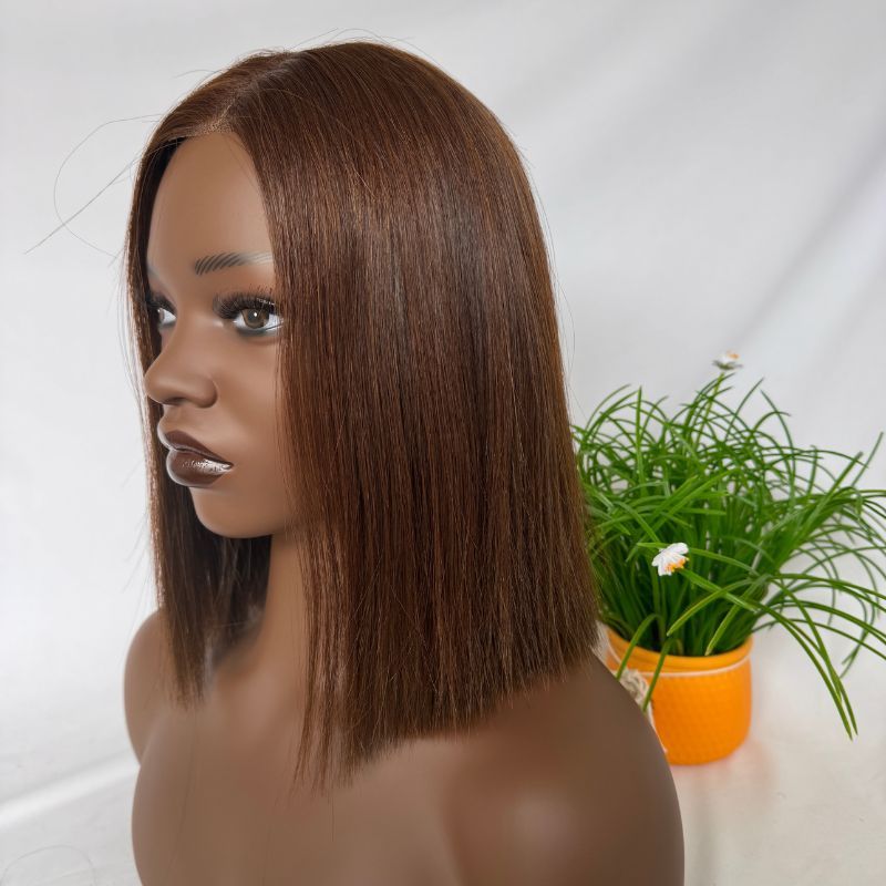 2x6 Lace Part Bob Wigs 12A Cambodian Bob Human Hair Wigs 200% Density Straight Short Bob Wigs 33# Rich Copper Red