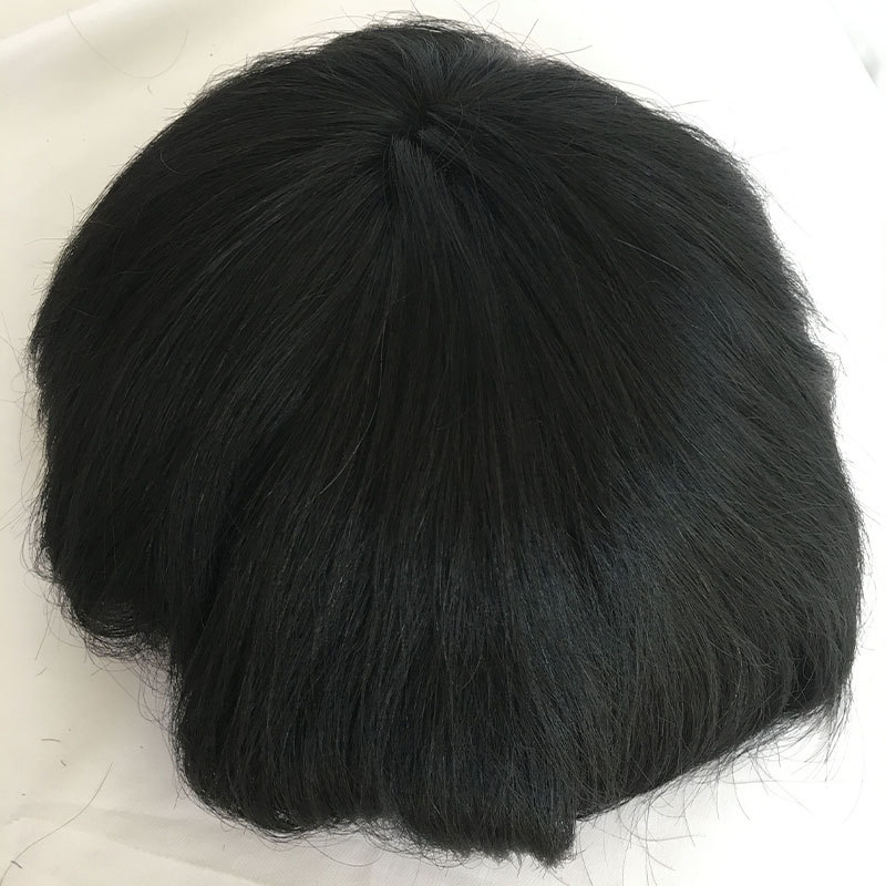 Swiss Full Lace Men's Toupee 1B Black Color 100%Remy Human Hair Toupee For Men 8*10Inch French Lace Mens Wigs Hair System Stock
