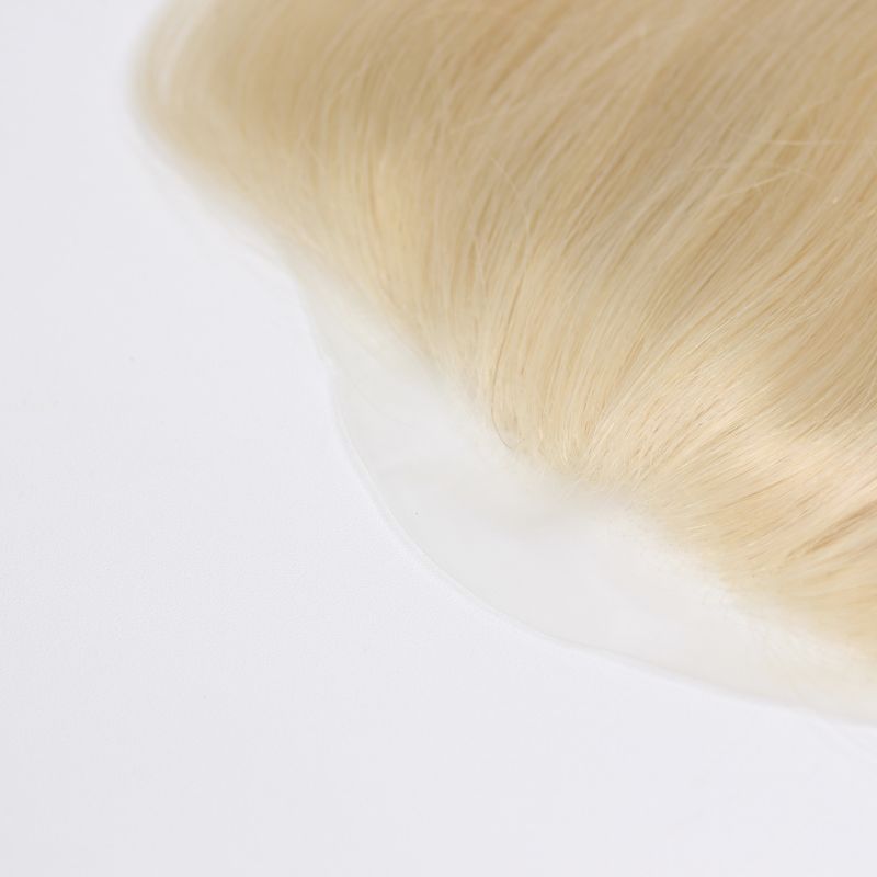 V Loop Front Hairline Full PU Long Hairline Toupee 100% Human Hair Hair Piece 100% Human Hairpiece for Men and Women Male Replacement  613 Blonde Hair Patch