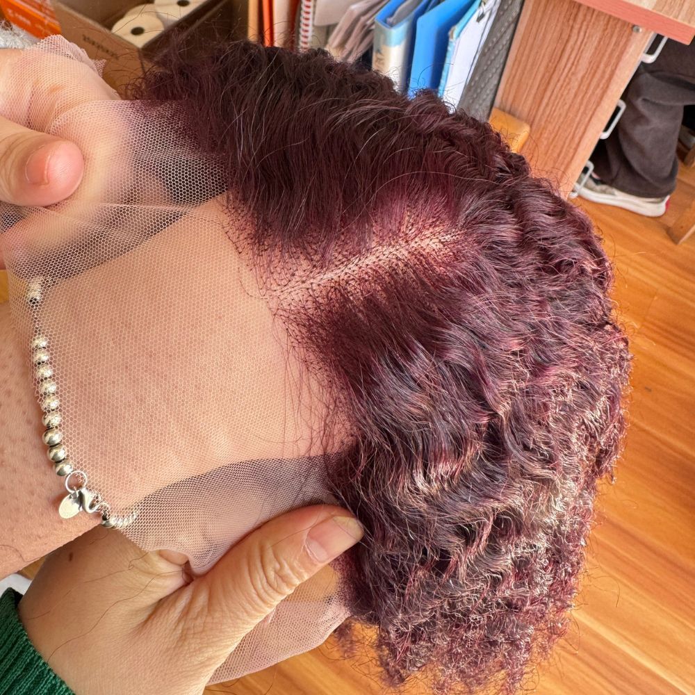13X4 Hd Lace Front Wig Kinky Curly Cambodian Hair Wigs  Dark  Purple Wine Colored Human Hair Wigs Lace Glueless Wig