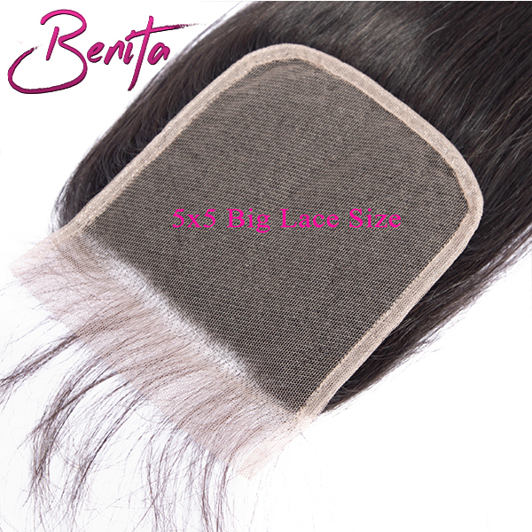 Benita Hair Free Part 5*5 Swiss Lace Closure Bleach Knots Body Wave Natural Color Lace Closure Piece