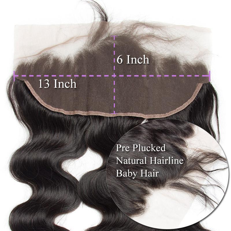 Benita Hair Natural Black 13*6 Transparent Swiss Lace Frontal Pre-plucked Body Wave Lace Frontal