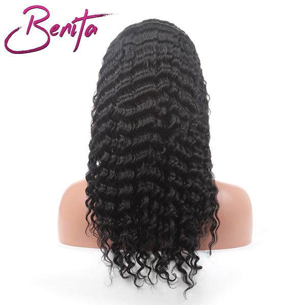 Benita Hair Top Quality Virgin Human Hair 13*4 Lace Front Wig Natural Black Deep Wave Hair HD Lace Front Wig