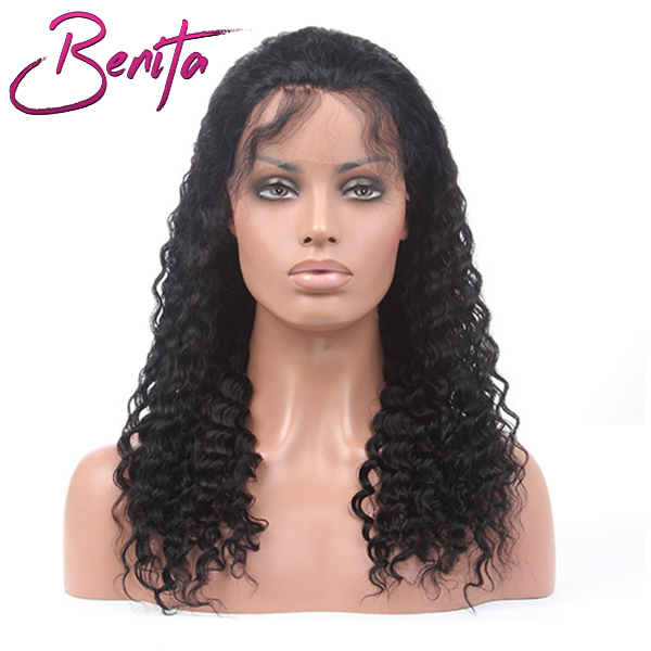 Benita Hair Top Quality Virgin Human Hair 13*4 Lace Front Wig Natural Black Deep Wave Hair HD Lace Front Wig