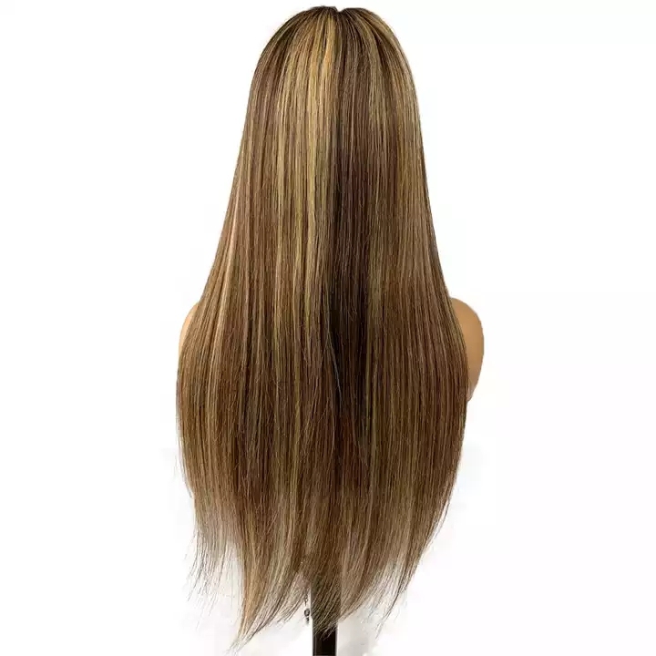 Benita Hair Premium Quality Middle Part Highlight 4/27# Virgin Human Hair Lace Front Wigs