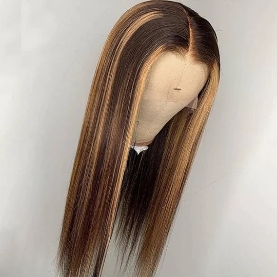 Benita Hair Premium Quality Middle Part Highlight 4/27# Virgin Human Hair Lace Front Wigs