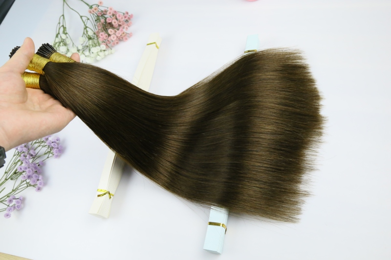 Benita Hair Color 4# Brown Tip Human Hair Extension Quality Pre-bonded I Tip Hair extension