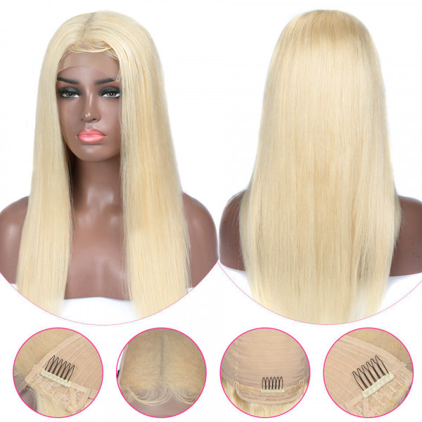 Benita Hair Blonde Color 613#  Straight Hair 5*5 Transparent Swiss Lace Closure Wigs