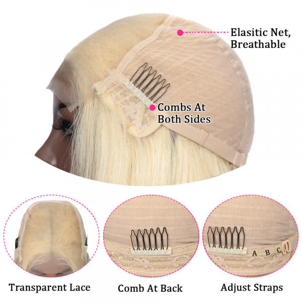 Benita Hair Blonde Color 613#  Straight Hair 5*5 Transparent Swiss Lace Closure Wigs