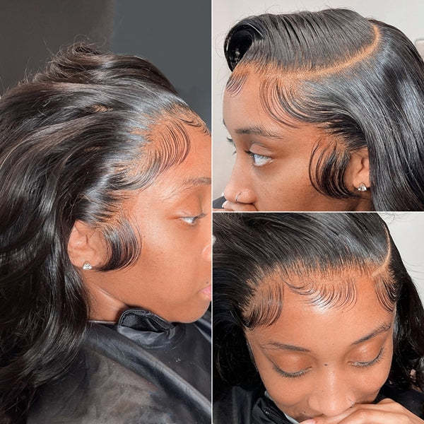 Benita Customized Clear Lace 13x4 Body Wave Human Hair Layered Edge Lace Front Wig 180% and 200% Density