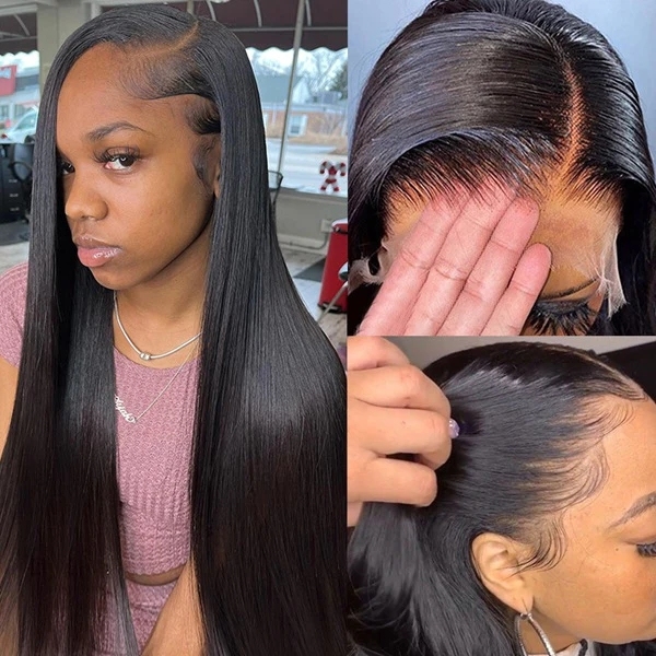 Benita Hair Customized High Simulated Layered Hairline Straight Hair 13x6 Lace Front Human Hair Wig 180% 200%
