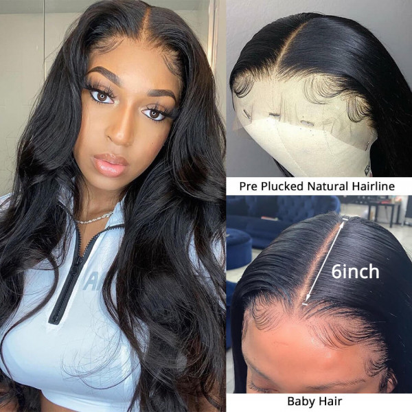 Benita Hair Customized High Simulated Layered Hairline Body Wave 13x6 Clear Lace Front Human Hair Wig 180% 200%