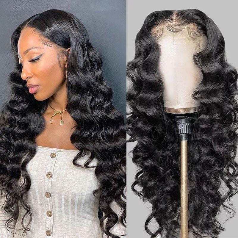 Benita Hair Nautral Color 13x4 Transparent Lace Front Wig Loose Wave HD Clear Lace Front Human Hair Wig 150% 180% 200% Density