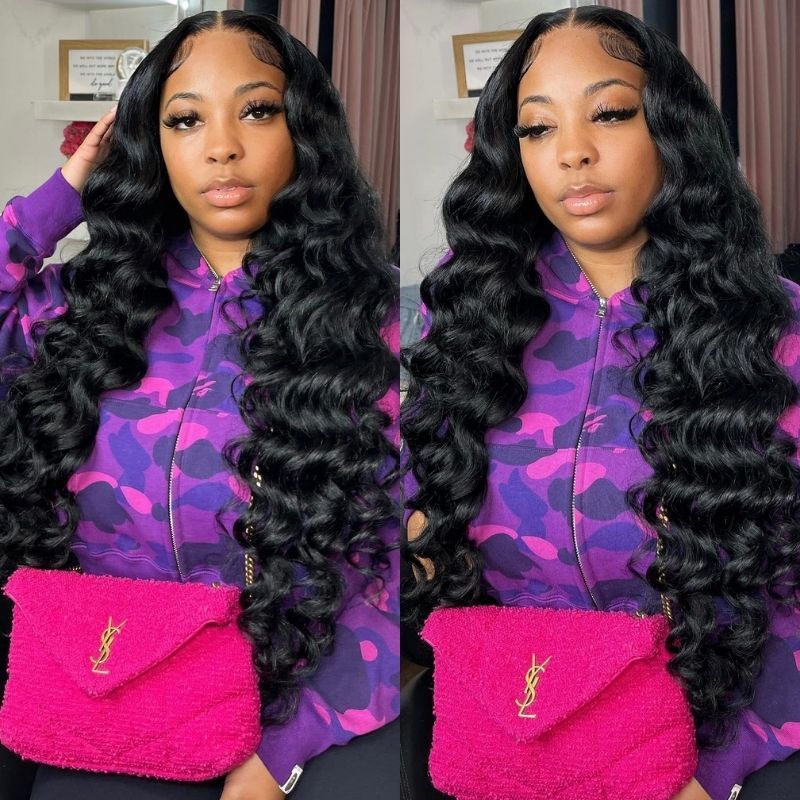 Benita Hair Nautral Color 13x4 Transparent Lace Front Wig Loose Wave HD Clear Lace Front Human Hair Wig 150% 180% 200% Density
