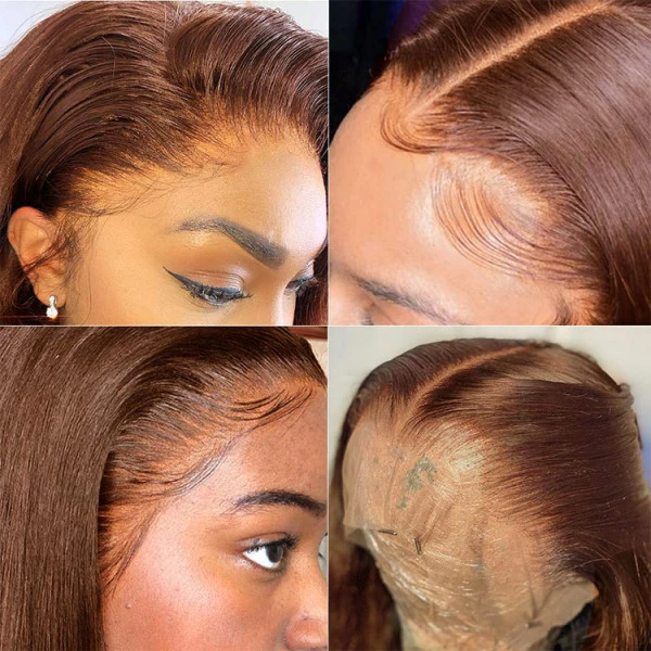 Benita  Chestnut Brown Color （#6）13x4 and 13x6 Virgin Human Hair Straight and Wave Lace Front Wig 180% 200% Density