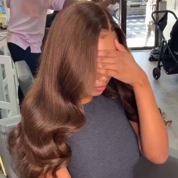 Benita  Chestnut Brown Color （#6）13x4 and 13x6 Virgin Human Hair Straight and Wave Lace Front Wig 180% 200% Density