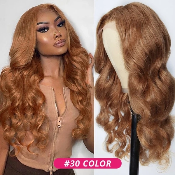 Benita Hair Ginger Brown Color #30 Quality Virgin Human Hair 13x4 13x6 Transparent Lace Front Hair Wig 180% 200% 250% Density