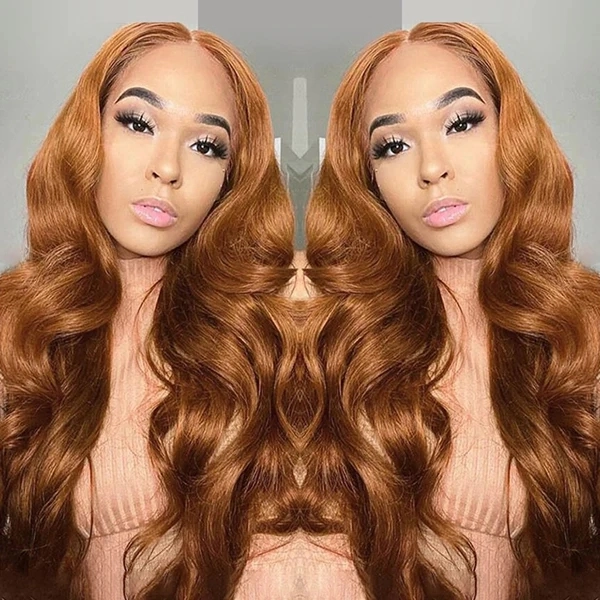 Benita Hair Ginger Brown Color #30 Quality Virgin Human Hair 13x4 13x6 Transparent Lace Front Hair Wig 180% 200% 250% Density