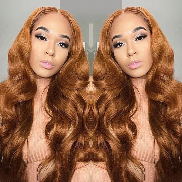 Benita Hair Ginger Brown Color #30 Quality Virgin Human Hair 13x4 13x6 Transparent Lace Front Hair Wig 180% 200% 250% Density