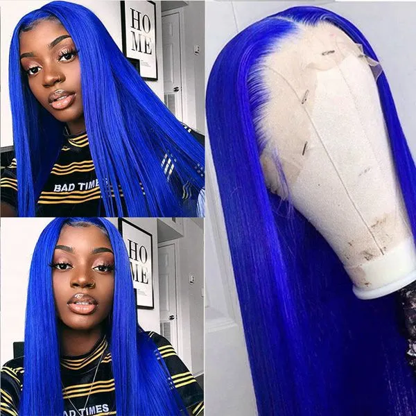 Benita Hair Blue Color 13x4 13x6 Transparent Color Lace Front Wig Of Straight hair and Body Wave in 180% 200% 250% High Density