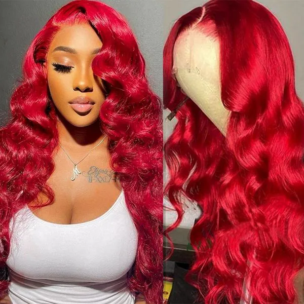 Benita Hair Red Color 13x4 13x6 Transparent Color Lace Front Wig Of Straight hair and Body Wave in 180% 200% 250% High Density