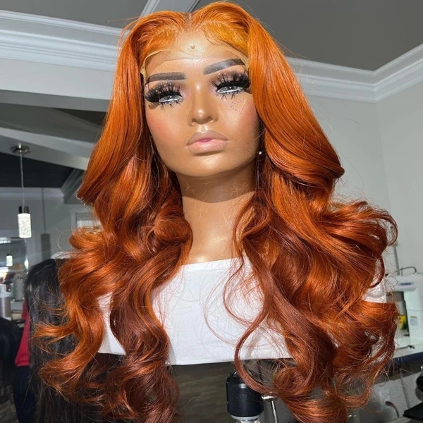 Benita Hair Quality Virgin Human Hair Gluless 13x4 13x6 Transparent Lace Front Wig Ginger Color For Straight and Body Wave Hair in180% 200% 250% Density