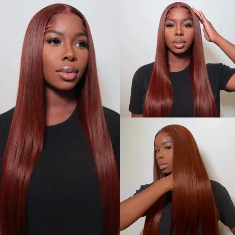 Benita Hair High Density Reddish Brown Color Soft Transparent Color Lace Front Wig For Straight and Wave Hair 180% 200% 250% Density