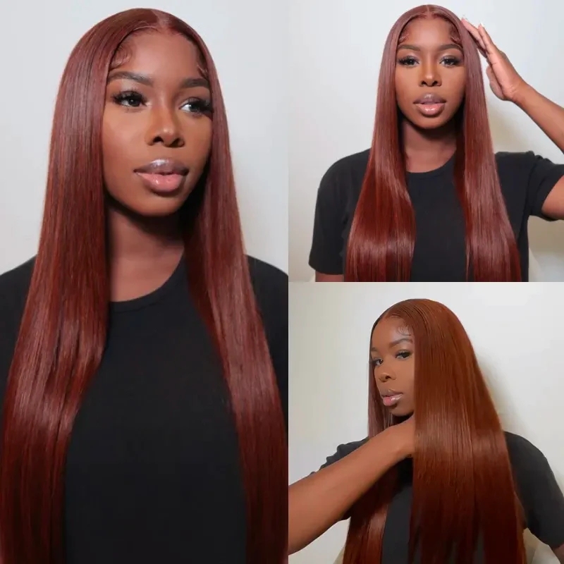 Benita Hair High Density Reddish Brown Color Soft Transparent Color Lace Front Wig For Straight and Wave Hair 180% 200% 250% Density