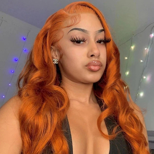 Benita Hair Quality Virgin Human Hair Gluless 13x4 13x6 Transparent Lace Front Wig Ginger Color For Straight and Body Wave Hair in180% 200% 250% Density