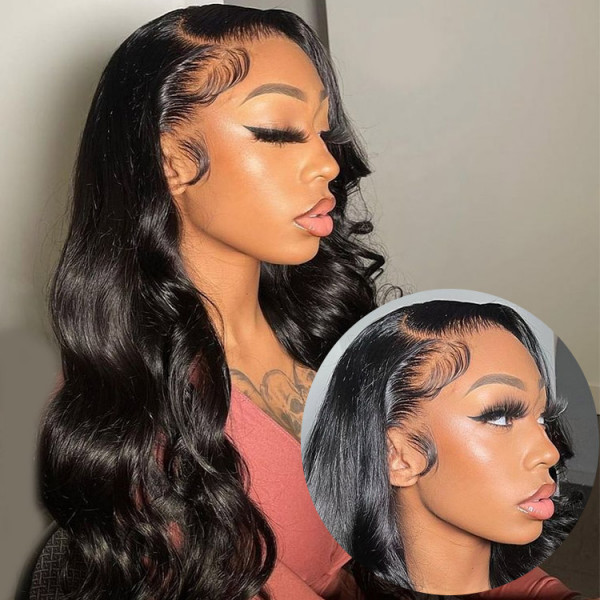 Benita Custom Layered Edge Verisimilar Hairline Full Lace Front 13x4 Human Hair Straight HD Clear Lace Front Wig 180% / 200% / 250% Density