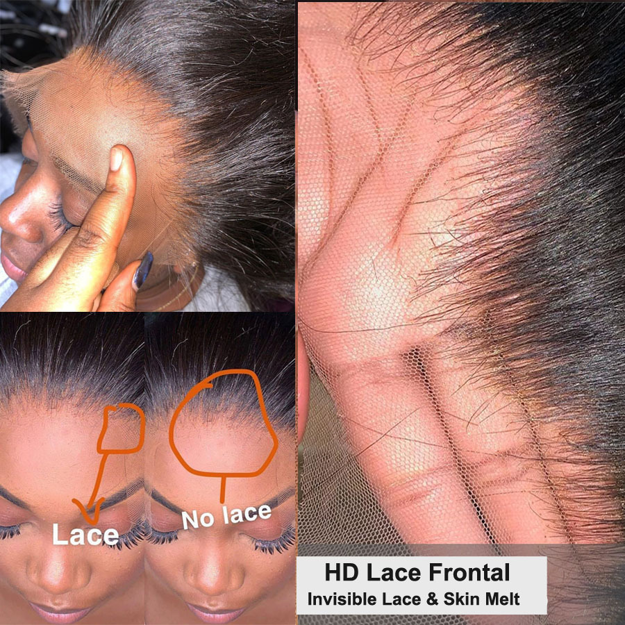 Benita Custom Layered Edge Verisimilar Hairline Full Lace Front 13x4 Human Hair Straight HD Clear Lace Front Wig 180% / 200% / 250% Density