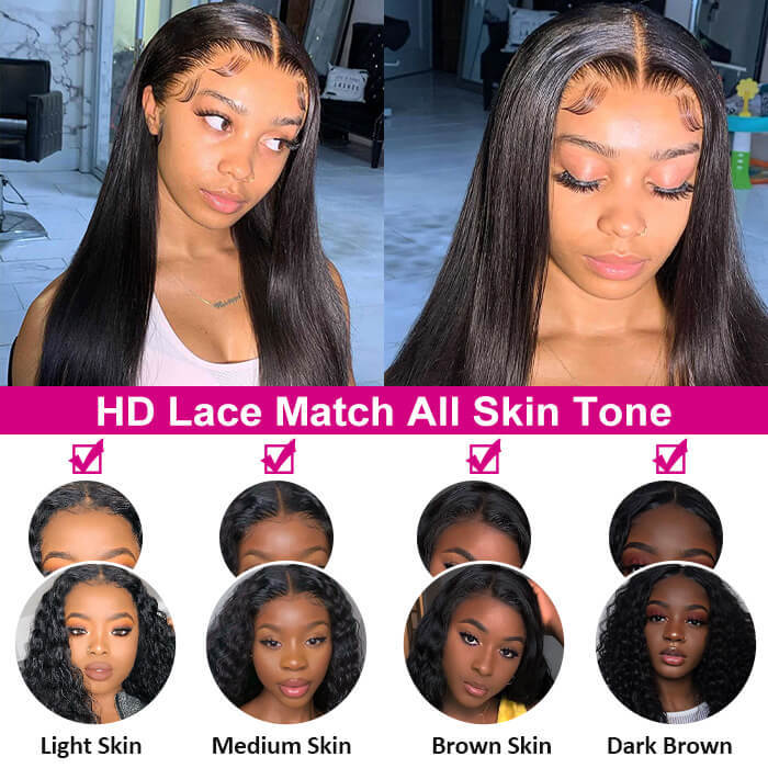 Benita Hair Custom Verisimilar Clean Hairline Virgin Human Hair 13x6 Big Full Lace Front Wigs Straight Hair Wig in 180%, 200%, 250% High Density
