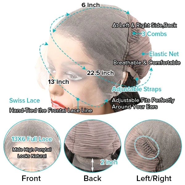 Benita Hair Customized High Simulated Layered Hairline Straight Hair 13x6 Lace Front Human Hair Wig 180% 200%