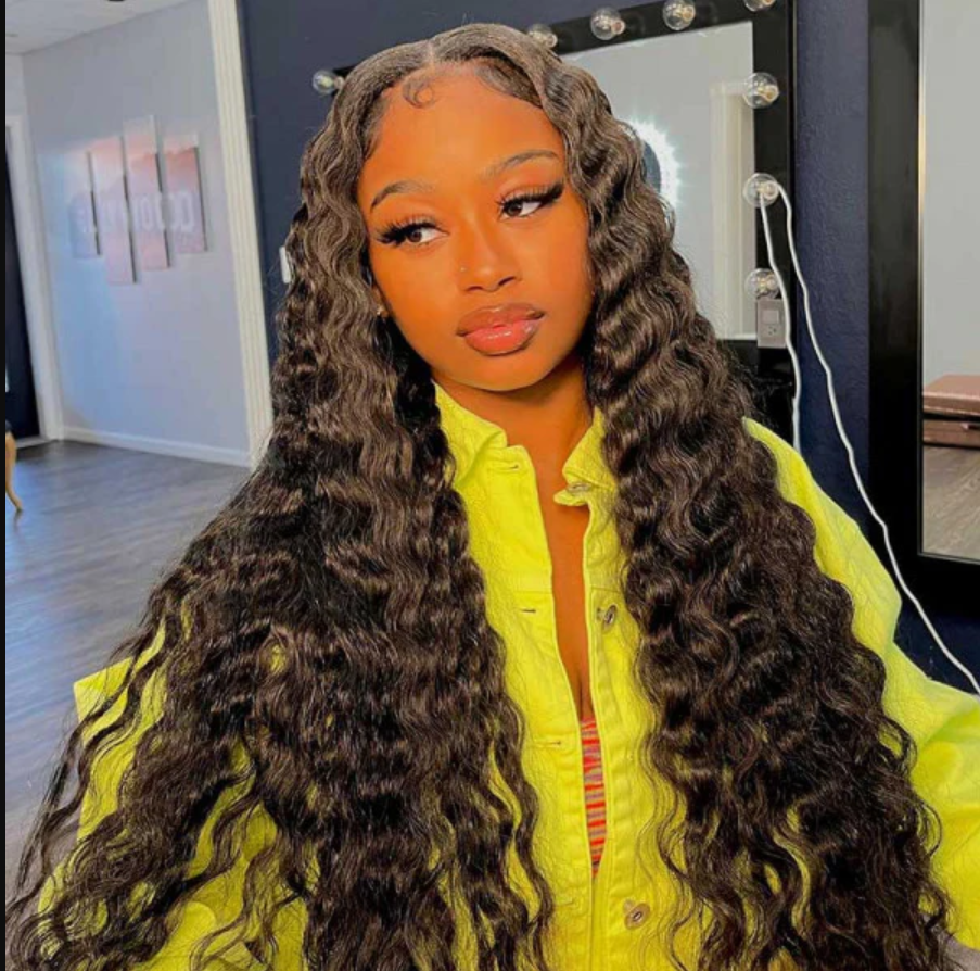 Benita Virgin Human Hair Preplucked Free Part 13x4 Transparent Lace Frontal Human Hair Wig Deep Wave Hair Wig