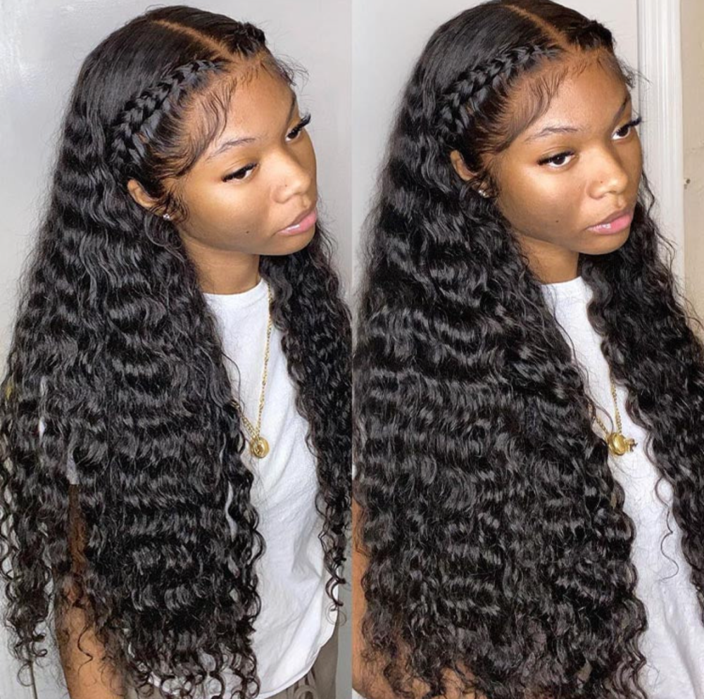 Benita Virgin Human Hair Preplucked Free Part 13x4 Transparent Lace Frontal Human Hair Wig Deep Wave Hair Wig