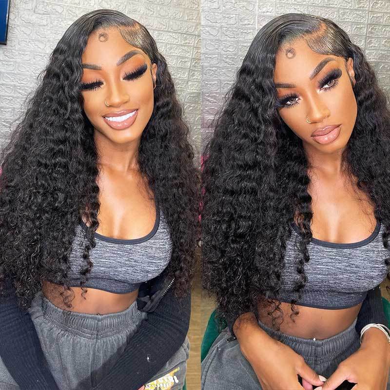 Benita VIrgin Human Hair Luxury Water Wave Free Part Glueless 13x6 Full Lace Frontal Human Hair Wigs 150% 180% 200% 250% Density