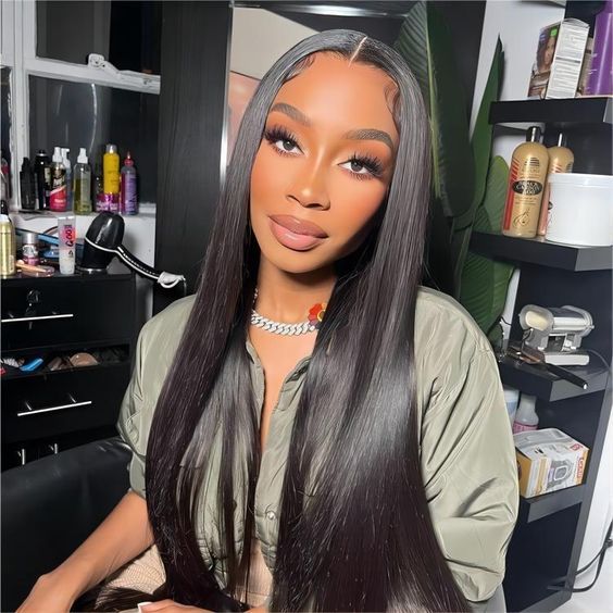 Benita Natural Black Straight Human Hair Pre-plucked 13x4 Glueless Lace Front Hair Wig (150%, 180%, 200% 250%)