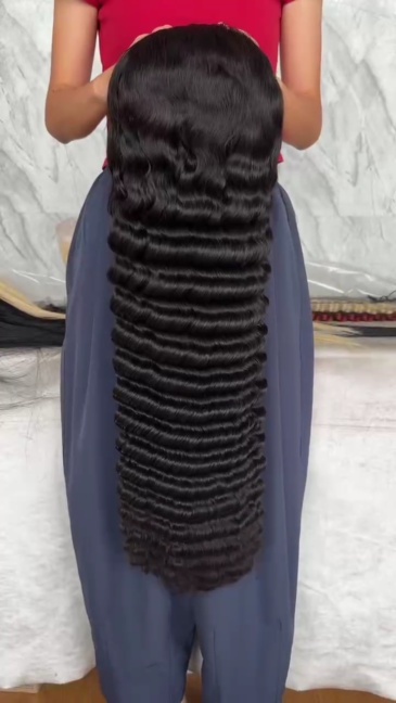 Benita Virgin Human Hair 13x4 Transparent Lace Frontal Human Hair Wig Deep Wave Hair Wig