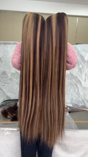 Benita  Hair Highligh Color 4/27 Human Hair Lace Frontal Wig