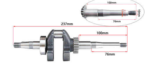 Crank Shaft Assy. 10mm Dia. Thread Output W/ Bearing and Gear Fits for China Model 152F 2.5HP Small Gasoline Engine