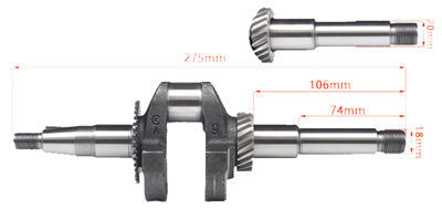 18MM Thread output Crankshaft Fits for China 168F 170F GX160 GX200 163CC~212CC Small Gas Engine Applied for Water Pump