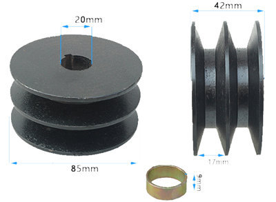 85mm Dia. Double Groove Pulley Wheel W/ 17mm Width 20mm Hole Fits for China Model 168F 170F GX160 GX200 163CC~212CC Small Gasoline Engine